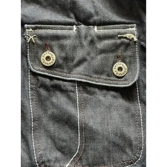 Vintage Y2K Artful Dodger Embroidered Denim Jacket Grunge Skater Size 2XL